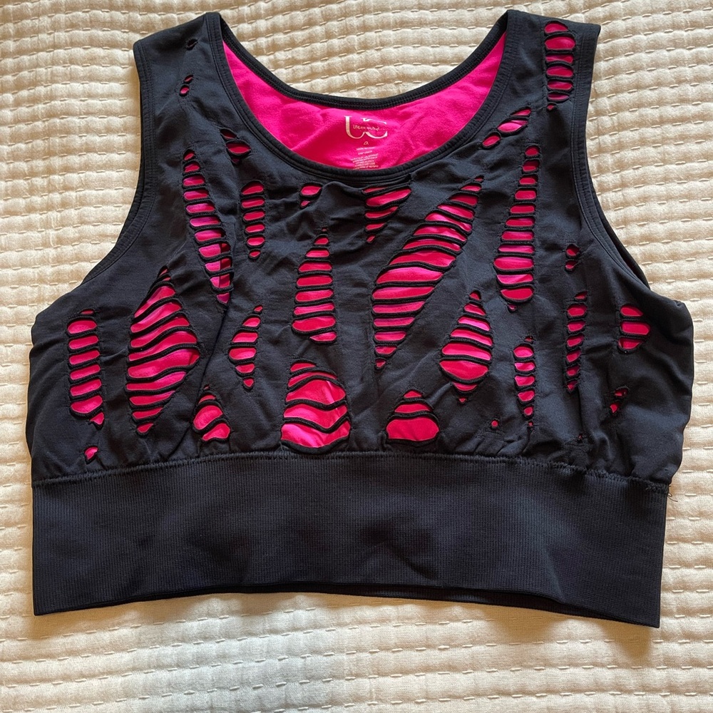 Under Cover Black and Pink Women's Crop Top/ Sportsbra